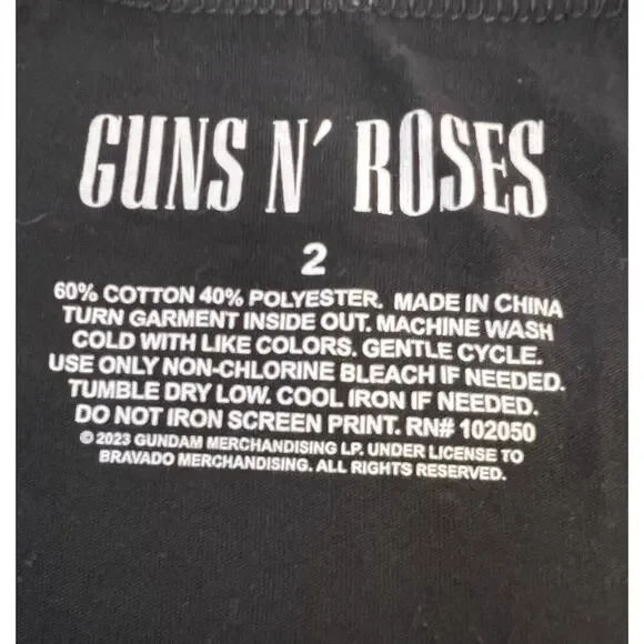 Guns N Roses Women’s Logo Graphic T-shirt Size 2 Cuts Black Music Band T Shirt - Picture 7 of 7
